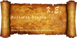 Kollarik Etelka névjegykártya